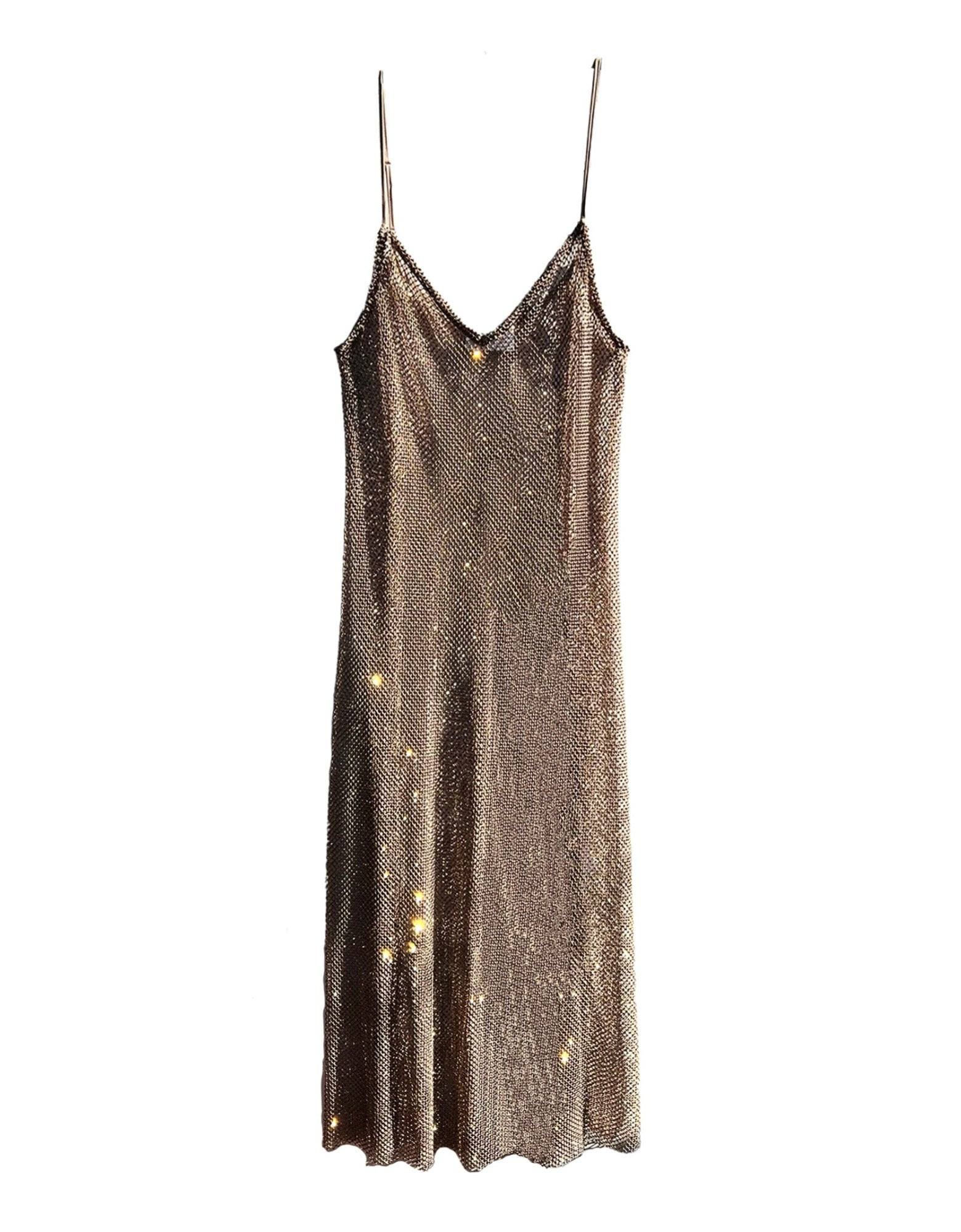 The Crystal Stone Mesh Dress- Champagne | BAACAL Limited, LLC