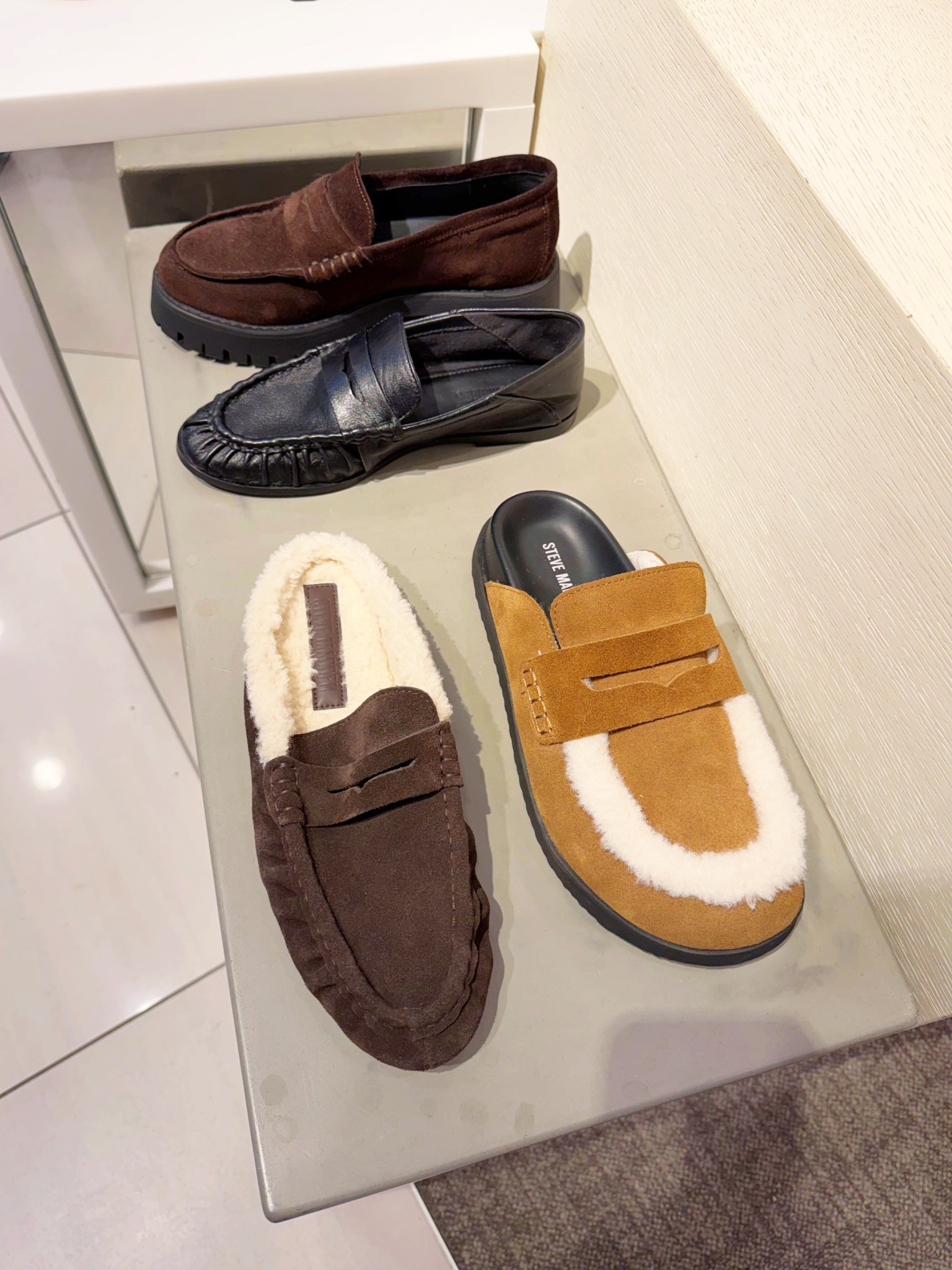 Winter loafers and loafer mules! These faux shearling lined loafer mules are so cute and cozy and so on trend this season! Lots of brown suede and black shoe options. The perfect addition to winter outfits! 

Brown loafers, chocolate brown suede shoes, black loafers, loafer shoes, winter shoes, winter slides, Steve Madden shoes

#LTKOver40 #LTKSeasonal #LTKTravel