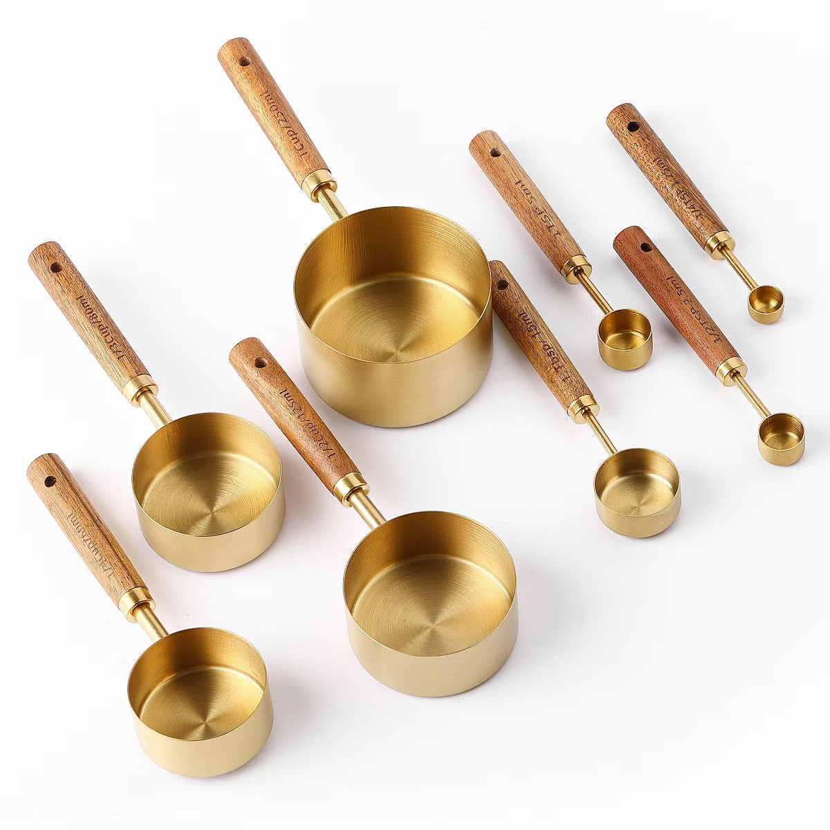 SUGIFT 8 Piece Gold Measuring Cups and Spoons Set, Premium Stainless Steel Measuring Cups with Wo... | Target