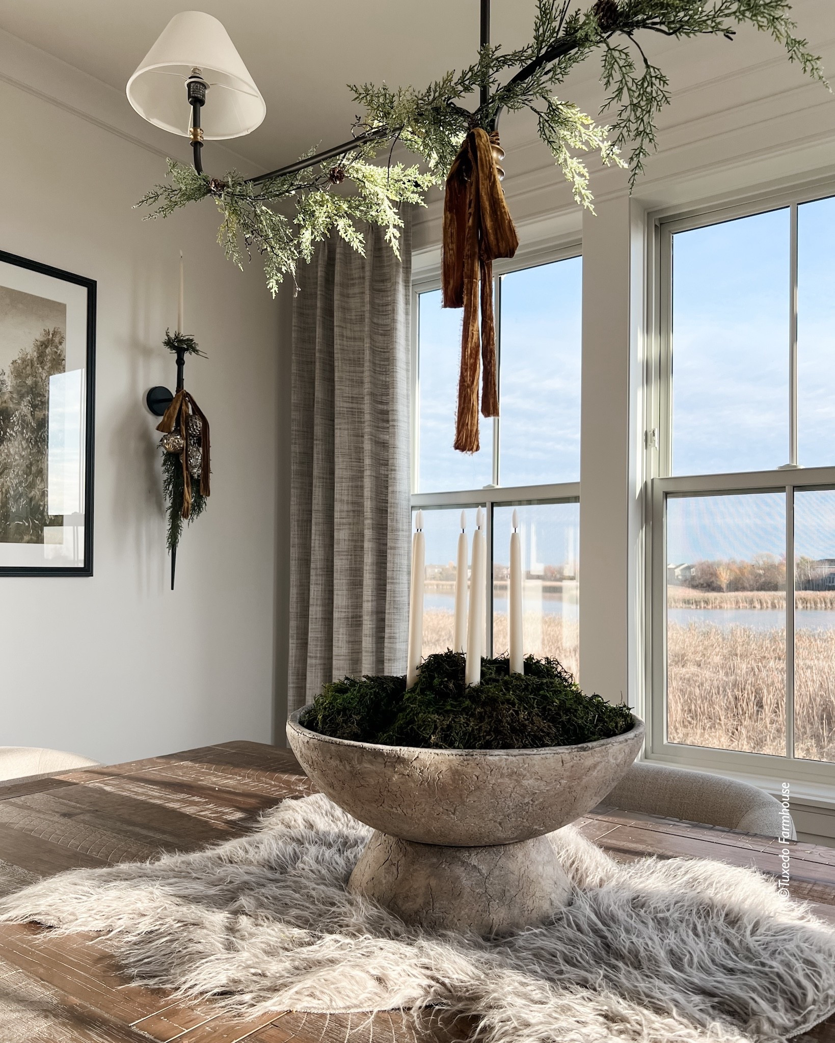 This simple table centerpiece is a mix of elegance with candles and rustic with a fur throw and concrete bowl. It works great for winter and the holidays. I used Gorilla tape to hold the candles in place. Remember to turn the button on before placing them, then use the remote. They’re my favorite LED taper candles  #LTKHoliday

#LTKHome #LTKSeasonal