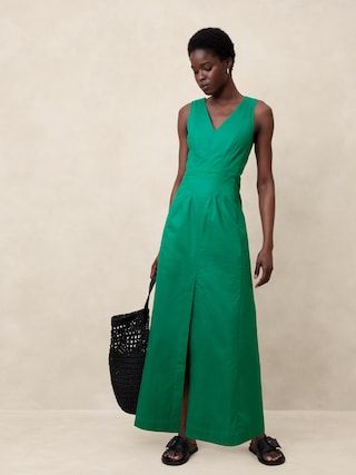 Linen-Blend Seam Bodice Maxi Dress | Banana Republic Factory