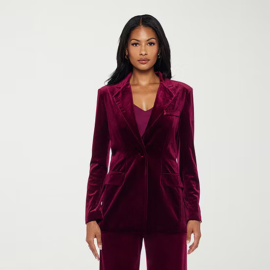new!Premier Amour Womens Velvet Stretch Fabric Fitted Blazer | JCPenney