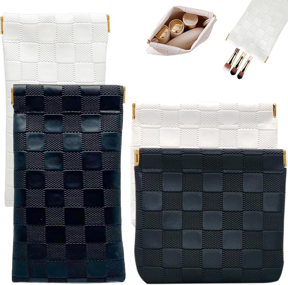 4PCS Small Makeup Bag for Purse, Mini Leather Pocket Cosmetic Bag for Women, Waterproof Portable ... | Amazon (US)