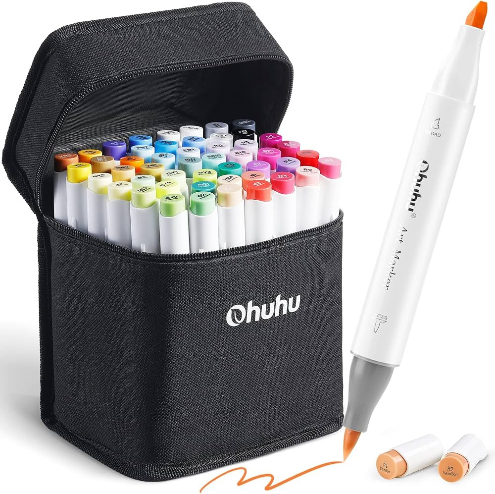 48 Color Ohuhu Alcohol Markers Brush Tip: Double Nibs Drawing Marker for Kids Adults Coloring Boo... | Amazon (CA)