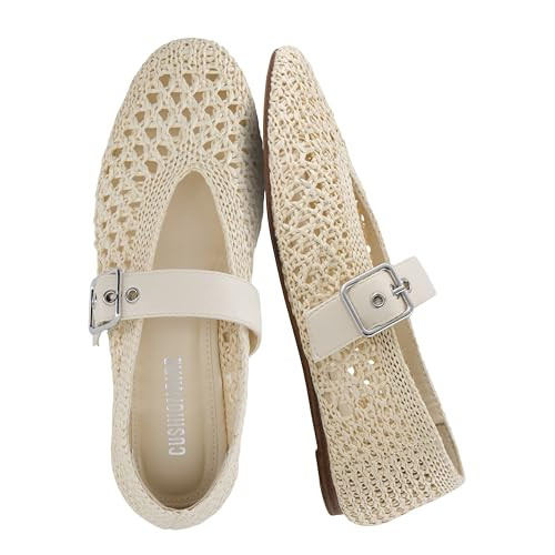 CUSHIONAIRE Gabby Woven Mary Jane Ballet Flats for Women, Comfortable Dressy Flat Shoes with Adju... | Amazon (US)