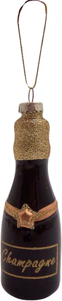 Glass Champagne Bottle Ornament with Glitter Accents, Festive Hanging Christmas Tree Decor, 5 Inc... | Amazon (US)