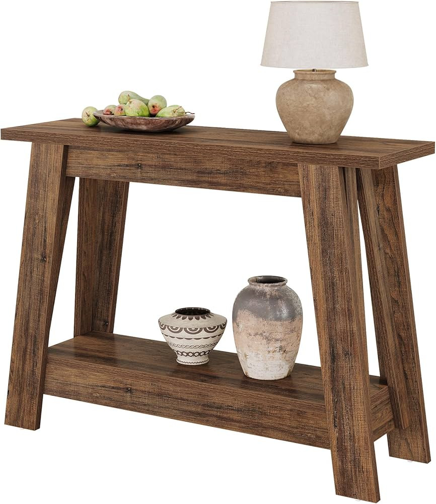 Tribesigns 105cm Farmhouse Console Table, 2-Tier Entryway Table with Storage, Rustic Narrow Behin... | Amazon (UK)