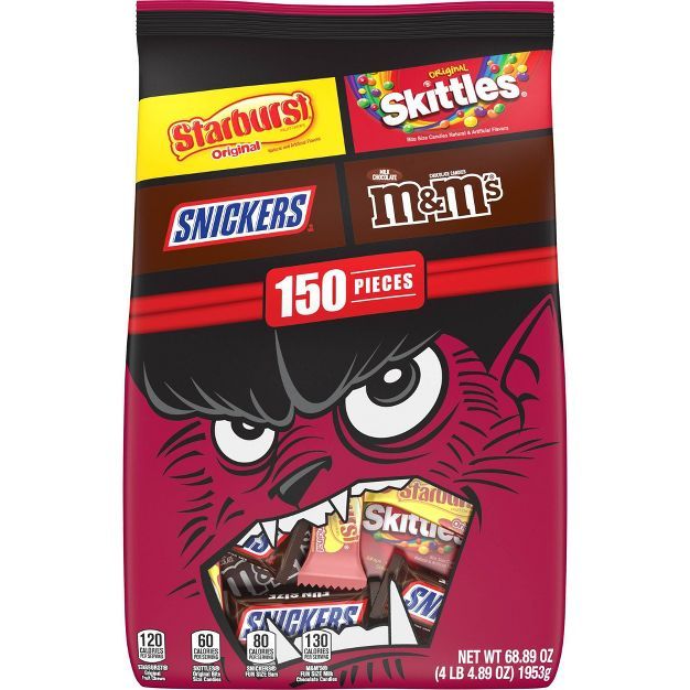 Starburst, Snickers, Skittles, M&M's Halloween Variety Bag Fun Size - 67.59oz/150ct | Target