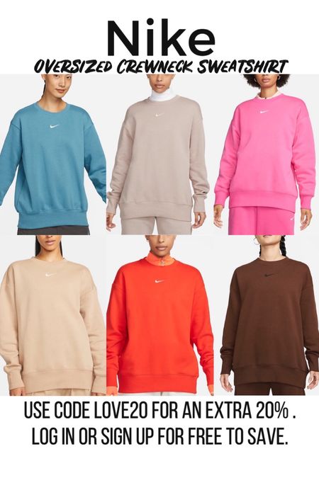 Nike Oversized Crewneck Sweatshirt 20% off with code LOVE20

#LTKsalealert #LTKstyletip #LTKunder50