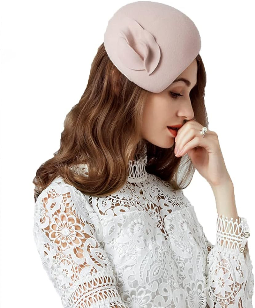 Wool Felt Fascinator Hats for Women Ladies Female Wedding Cocktail Tea Party Dress Pillbox Hat | Amazon (US)