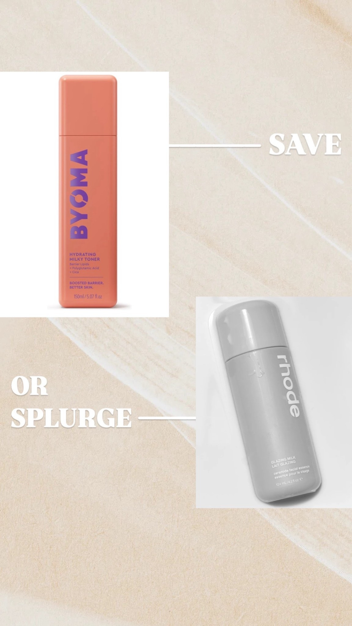 Save or splurge? Byoma hydrating milky toner or Rhode glazing milk

#LTKBeauty #LTKStyleTip #LTKFindsUnder50