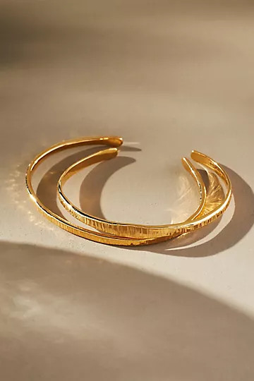 Set of Two Delicate Hammered Bracelets | Anthropologie (US)