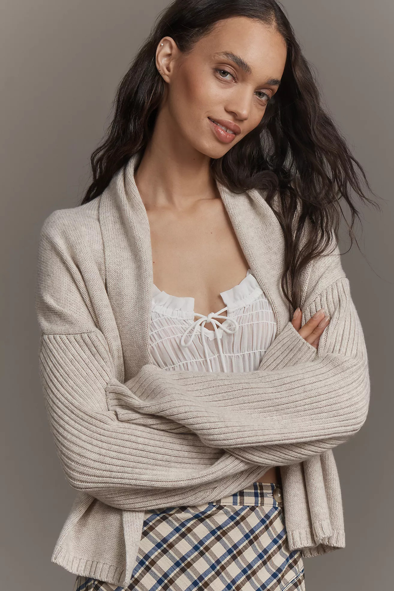 Flat White Mariel Cashmere-Blend Cardigan Sweater | Anthropologie (US)