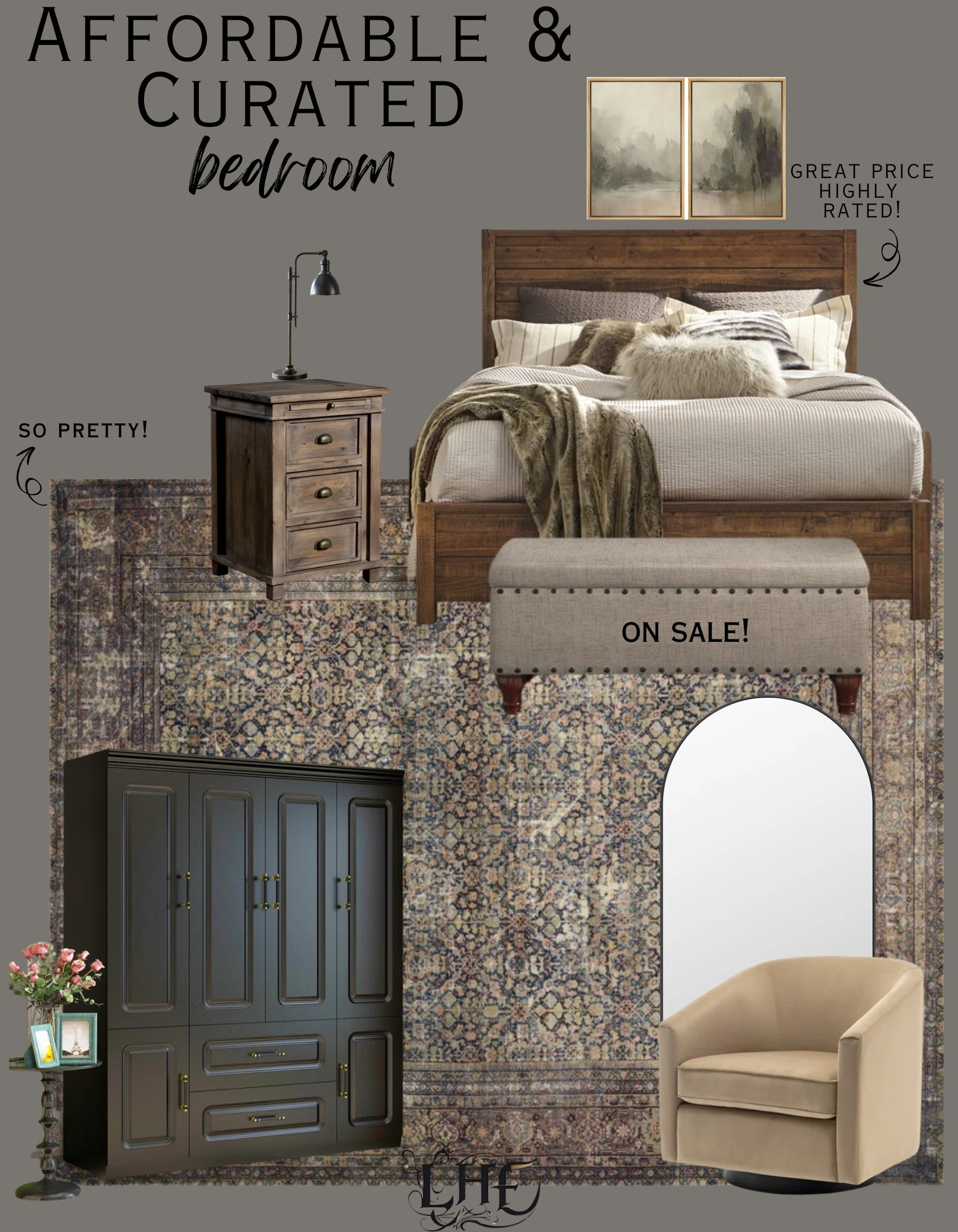 Bedroom inspo! Shop these affordable bedroom finds by clicking the thumbnails below 👇... bedroom, bedroom inspo, bedroom furniture, bedroom rug, modern farmhouse bedroom, farmhouse bedroom, affordable bedroom, affordable furniture, bedroom storage bench, affordable nightstands, Armoire, wardrobe Armoire, arched mirror, large bedroom mirror, bedroom chair, accent chair, swivel chair, bedframe, wood bedframe, wall art, artwork, bedroom wall art

#LTKHome #LTKSaleAlert #LTKStyleTip
