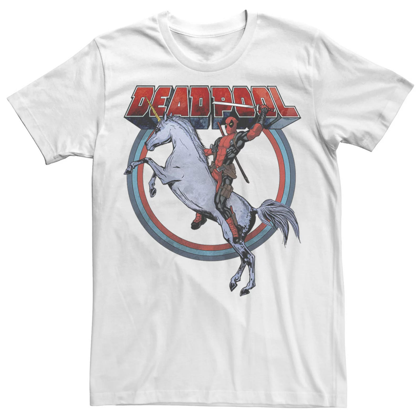 Men's Marvel Deadpool Riding A Unicorn Circle Tee, Size: 3XL, White | Kohl's