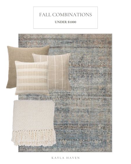How beautiful is this area rug and throw pillow combination for fall! I love incorporating blue tones in my home throughout all seasons, and this one is perfect! I love these taupe throw pillows too, and the prints and patterns they have make them cozier! 

#LTKSeasonal #LTKhome #LTKFind