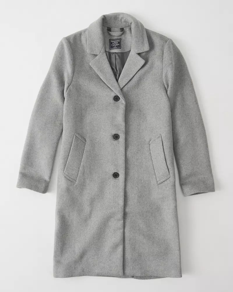 Long Wool-Blend Coat | Abercrombie & Fitch US & UK