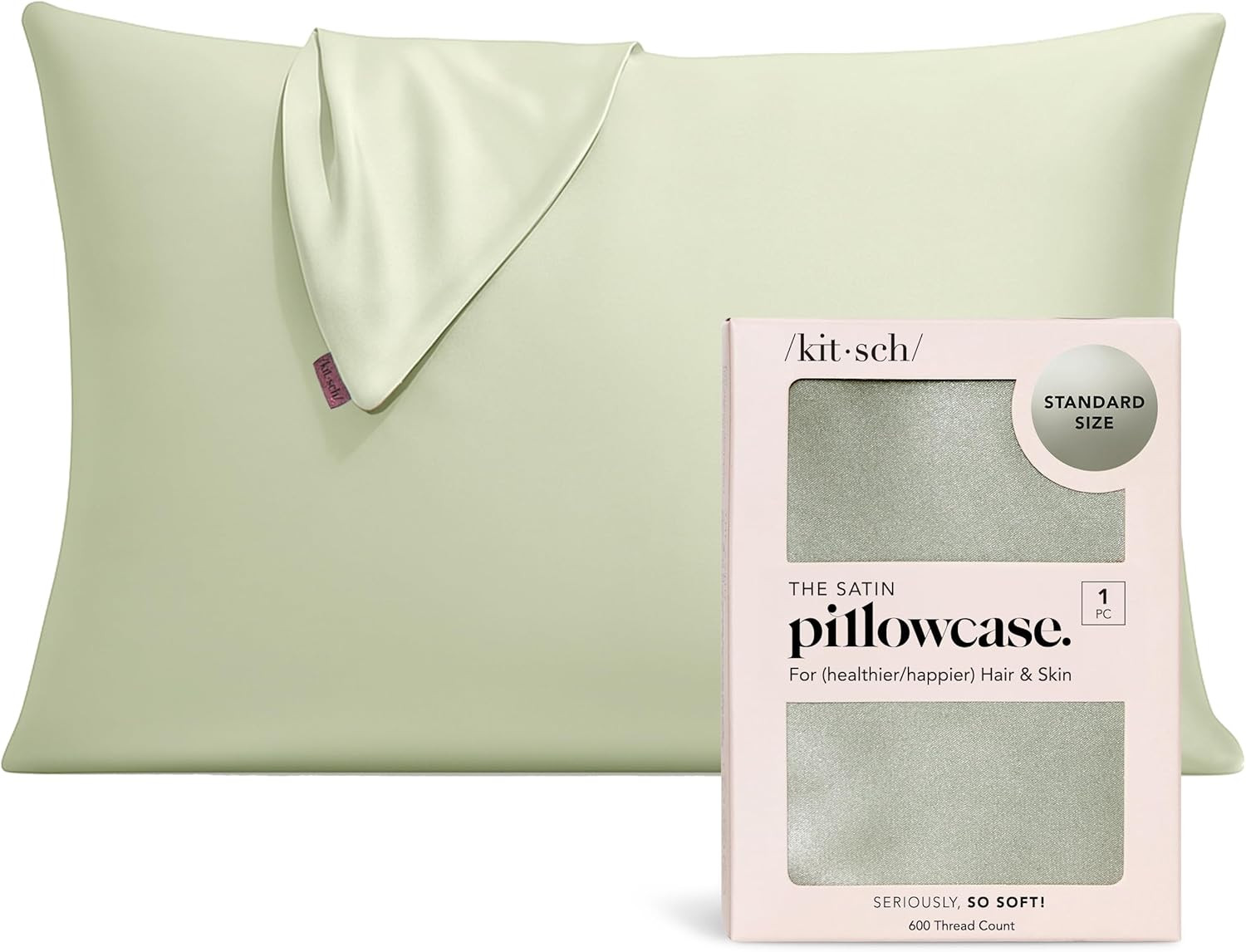 Kitsch Satin Pillowcase with Zipper for Hair & Skin, Softer Than Silk Pillow Cases Queen, Wrinkle... | Amazon (US)