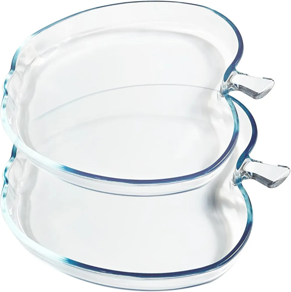 VIPHIEC 9 Inch Apple-shaped Salad Plates, Clear Tempered Glass Appetizer Plates, set of 2 | Amazon (US)