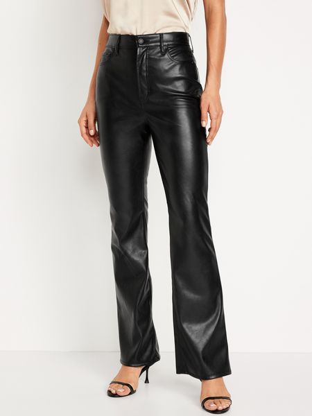 Higher High-Waisted Faux-Leather Flare Pants for Women | Old Navy (US)