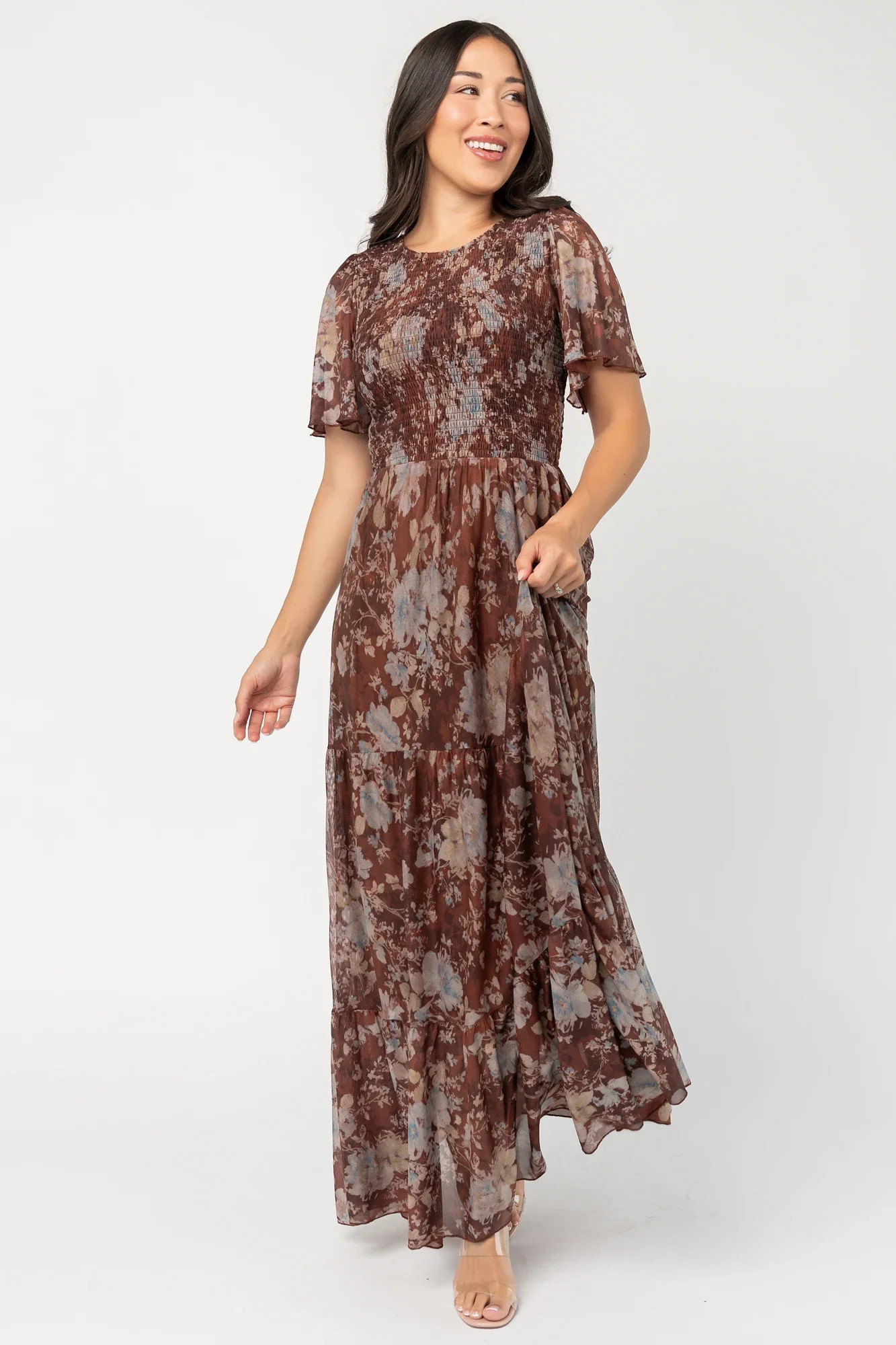 Adelaide Mesh Dress | Brown Multi | Baltic Born