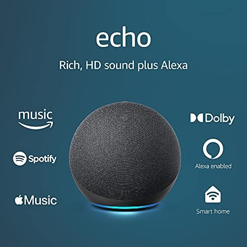 Echo (4th Gen) | With premium sound, smart home hub, and Alexa | Charcoal | Amazon (US)