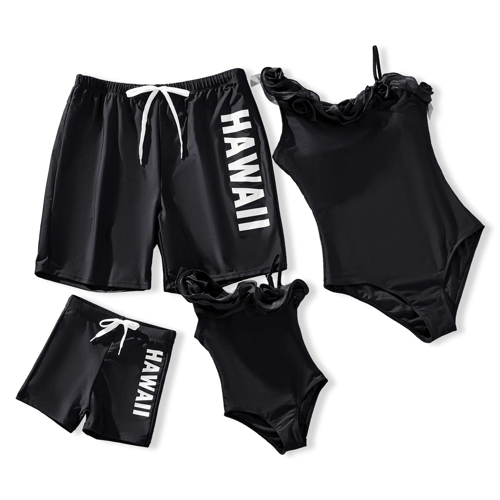 PatPat Women Swimsuits One Piece Bikinis Black Bathing Suit Set One Shoulder 3D Flower Family Mat... | Walmart (US)
