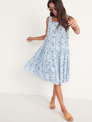 Sleeveless Smocked Floral Midi Swing Dress for Women | Old Navy (CA)