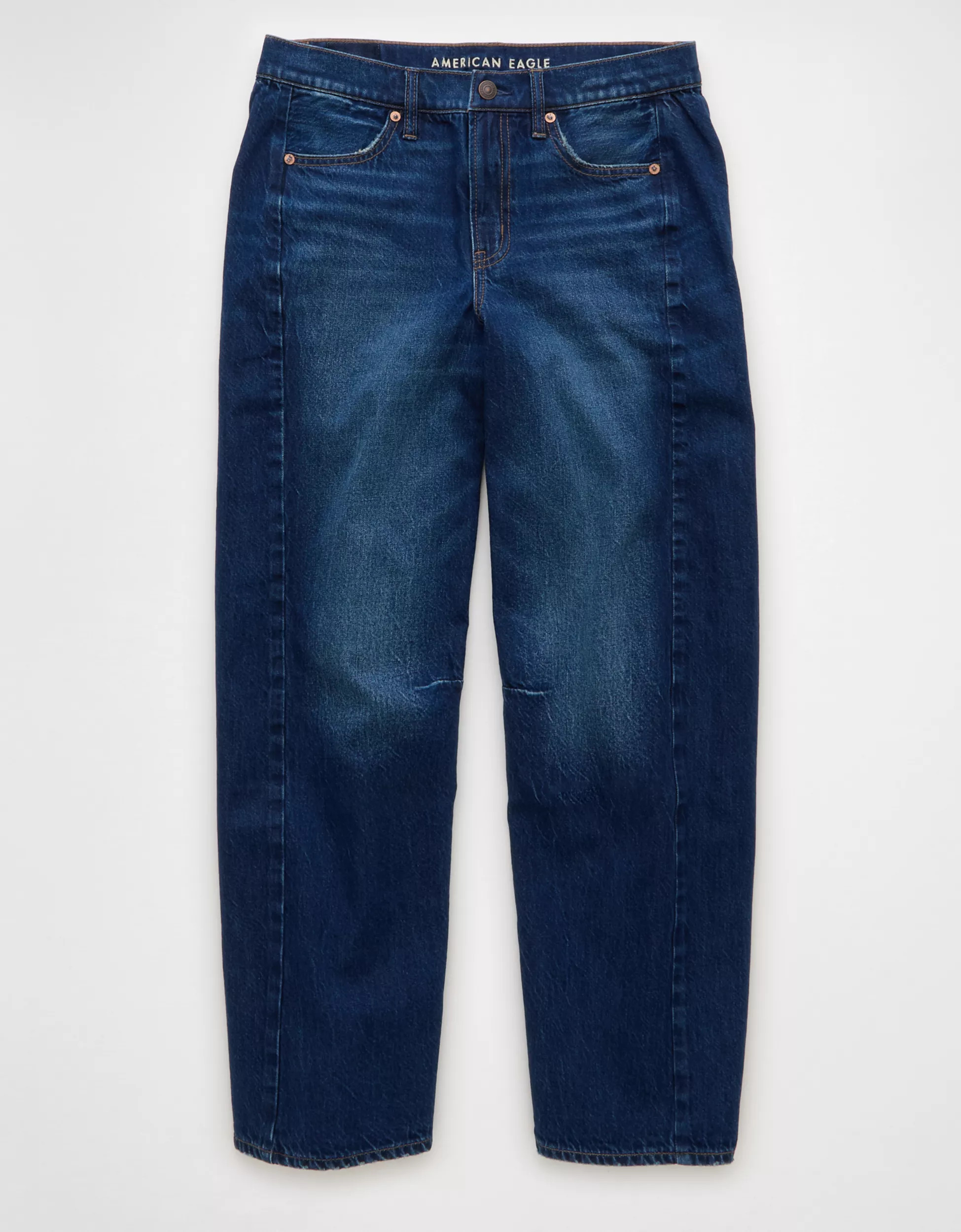 AE Dreamy Drape Strigid Barrel Jean | American Eagle Outfitters (US & CA)