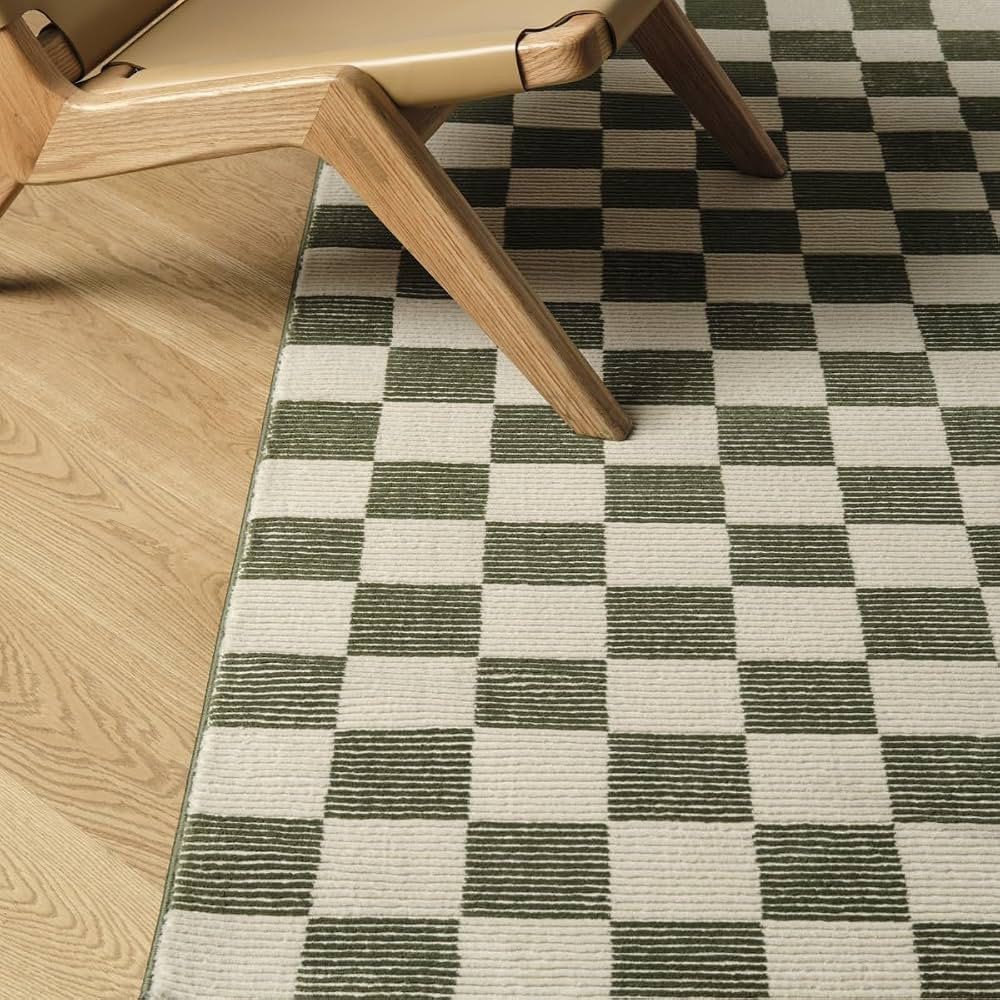 Gambit 6'7"x9' Checkered Rug Washable Area Rug for Living Room Bedroom - 100% Recycled Oeko-TEX C... | Amazon (US)