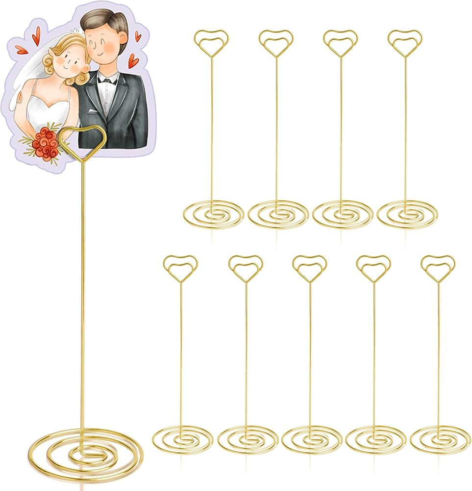HomWanna Table Number Holders 10Pcs - 8.75 inch Heart Shaped Place Card Holder Tall Table Number ... | Amazon (UK)