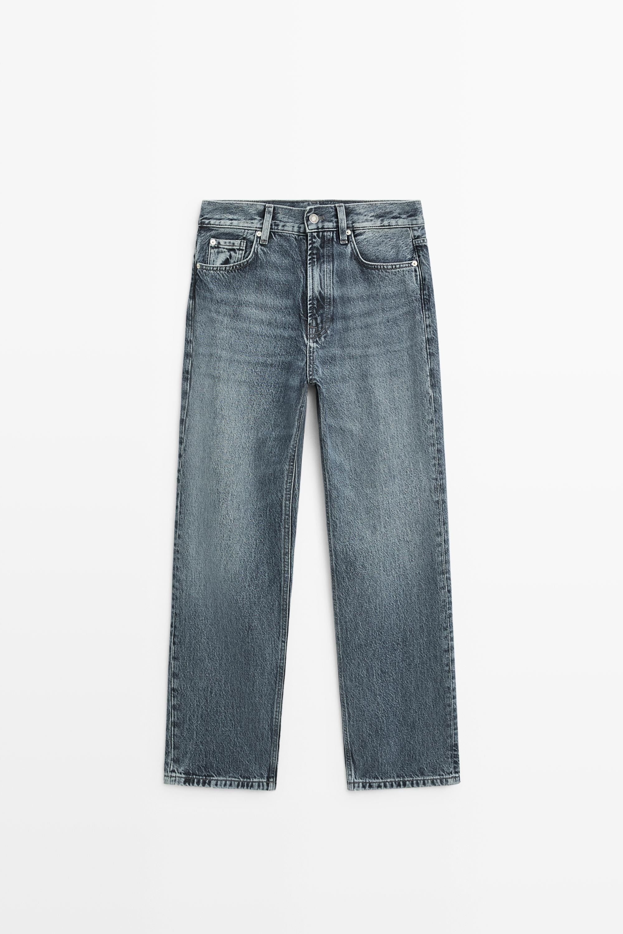 High-waist straight-leg jeans | Massimo Dutti US