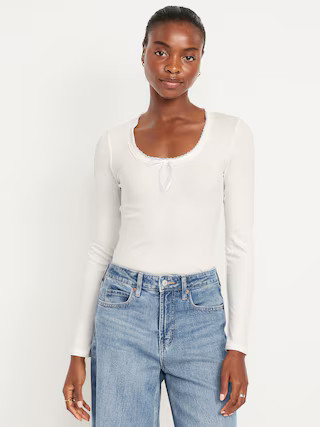 Scoop-Neck Long-Sleeve Ribbed Top | Old Navy (US)