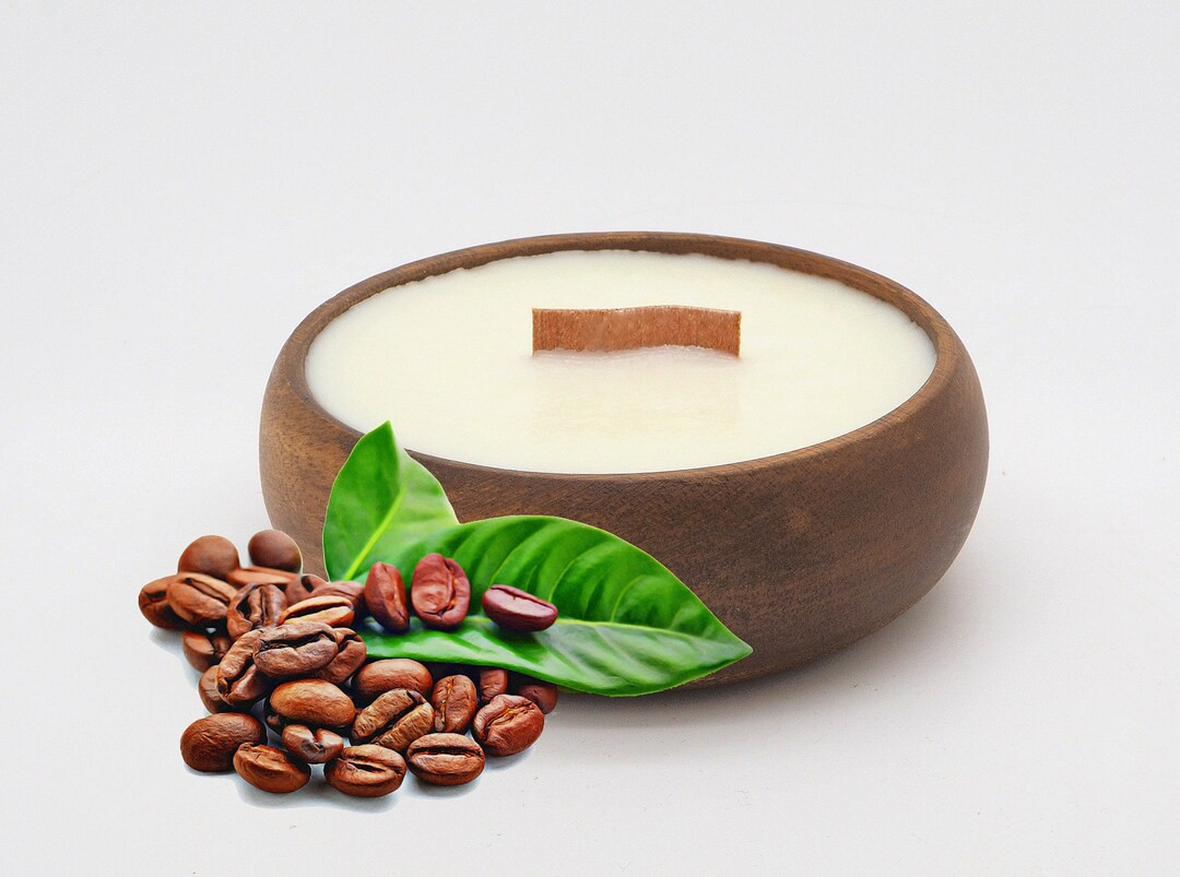 Kona Coffee  Candle in Beautiful Acacia Bowl - Hawaiian Tropical Beach Theme- Coffee Scented Cand... | Etsy (US)