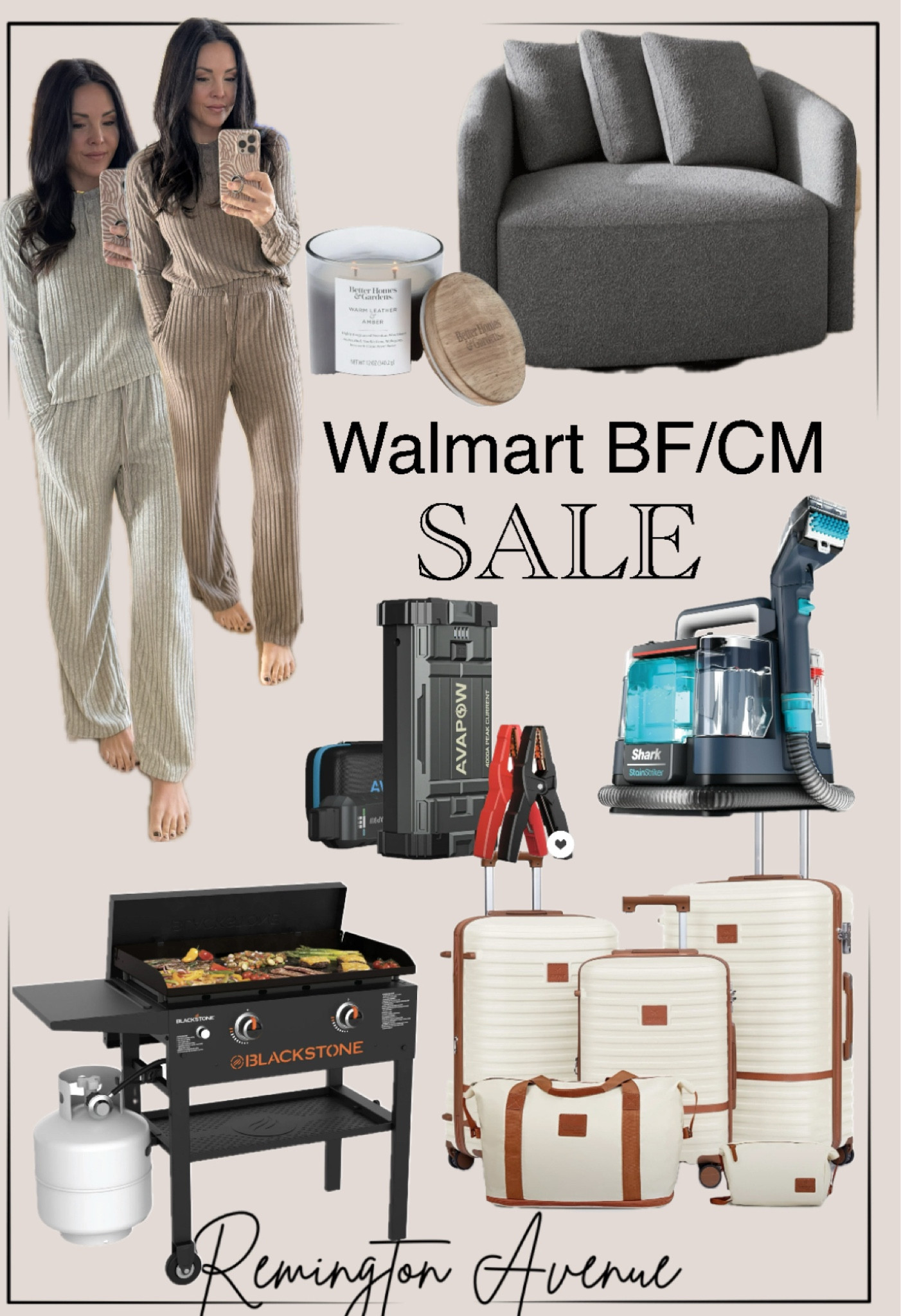 @walmart Black Friday deals are live and Cyber Monday deals start Monday!
Beautiful viral swivel chair $100 off
Share stain striker only $71
5 piece luggage set $41
Blackstone grill 
Battery charger emergency kit for car 
Lounge wear $21
Candles $5
#walmartpartner 
Gifts for her

#LTKCyberWeek #LTKSaleAlert #LTKFindsUnder100