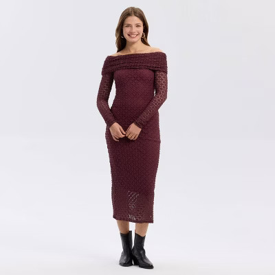 Women's Off the Shoulder Lace Midi Dress - A New Day™ | Target