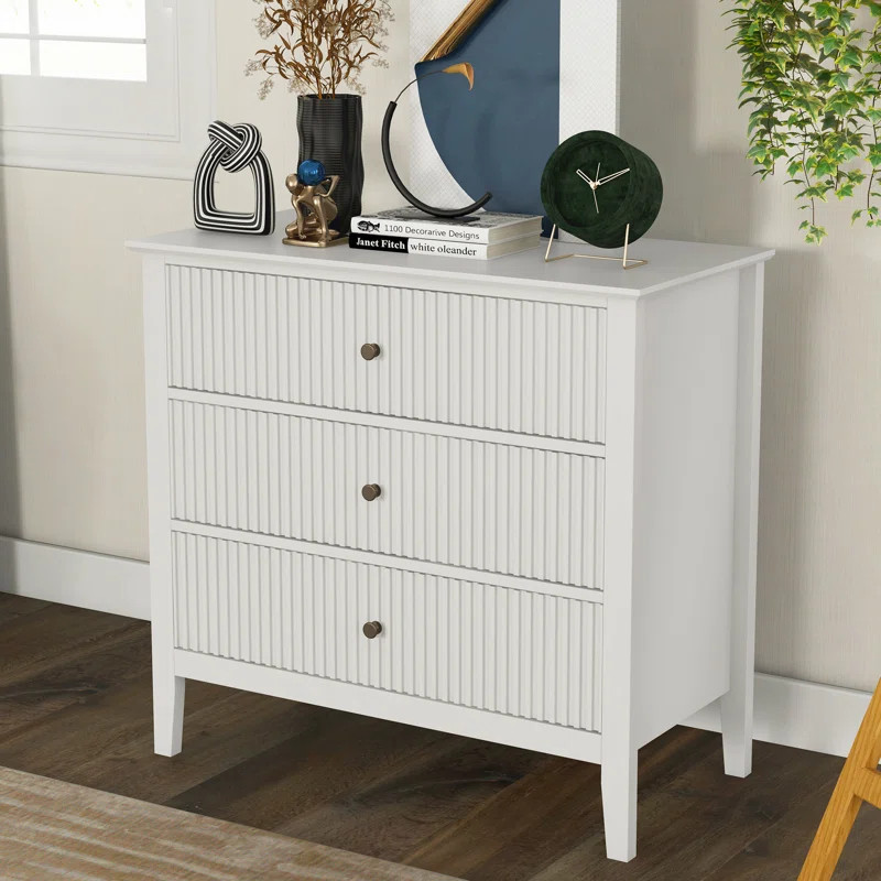 Nikalas 3 Drawer Dresser Extra Large Nightstand | Wayfair North America