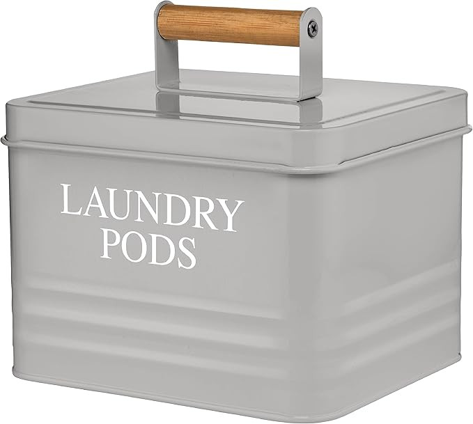 Calindiana Modern Farmhouse Metal Laundry Pods Holder Container with Lid for Laundry Room Decor a... | Amazon (US)