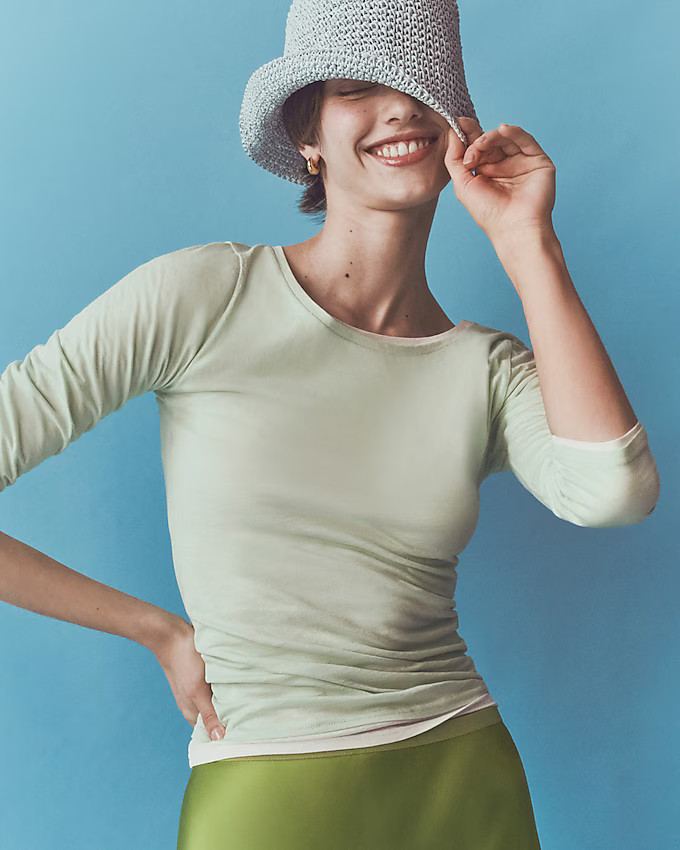 Feather jersey three-quarter sleeve T-shirt | J. Crew US