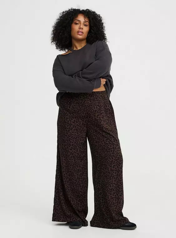 High-Rise Pull-On Wide-Leg Pant in Black | Torrid (US & Canada)
