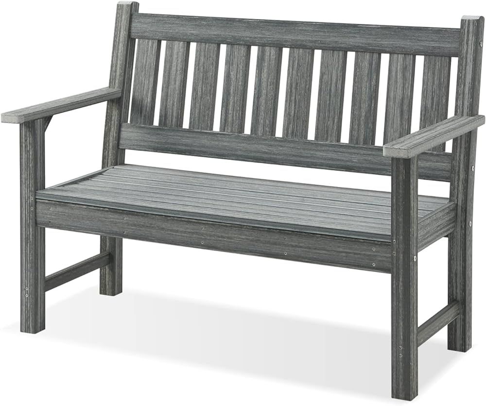 Outdoor Bench, 2-Person Garden Bench, Poly Lumber Patio Bench for Outdoors, Porch, and Park (Grey... | Amazon (US)