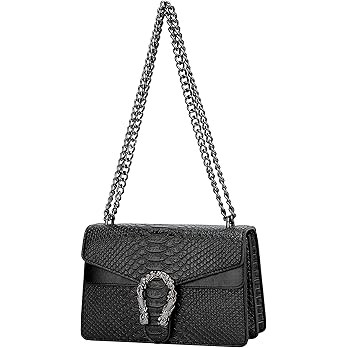 Amazon.com: Leather Shoulder Bag Chain Purse for Women - Fashion Crossbody Bags Vintage Snake Pri... | Amazon (US)