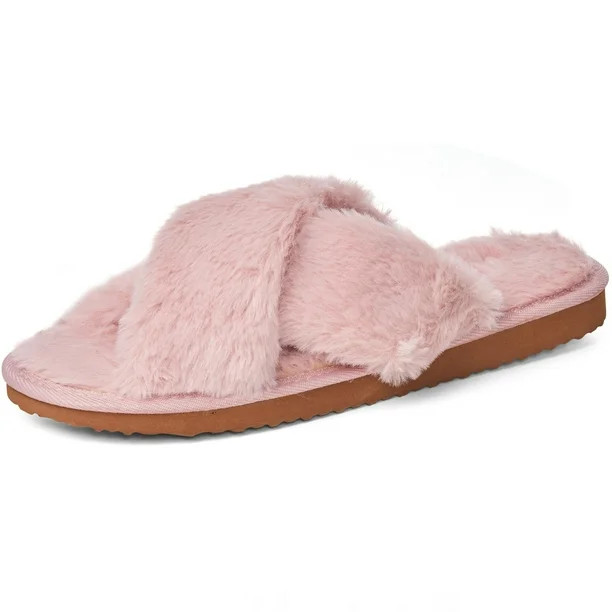 Alpine Swiss Women Fuzzy Fluffy Faux Fur Slippers Memory Foam Indoor House Shoes - Walmart.com | Walmart (US)