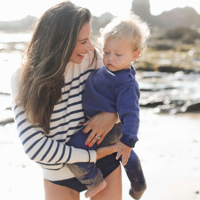 Women's Knit Sweater, Cream/Breton Stripes | Maisonette