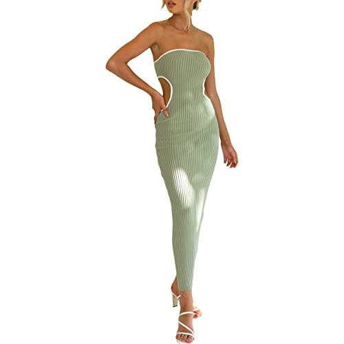 Summer Beach Bodycon Knit Dress for Women Sexy Cut Out Floral Maxi Dress Going Out Maternity Dress (A-syle3 A, M) | Amazon (US)