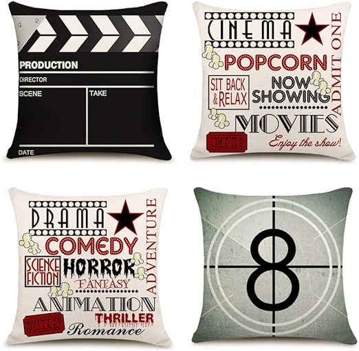 YOENYY Movie Theater Cinema Personalized Home Decor Design Throw Pillow Cover Pillow Case 18 x 18... | Amazon (US)