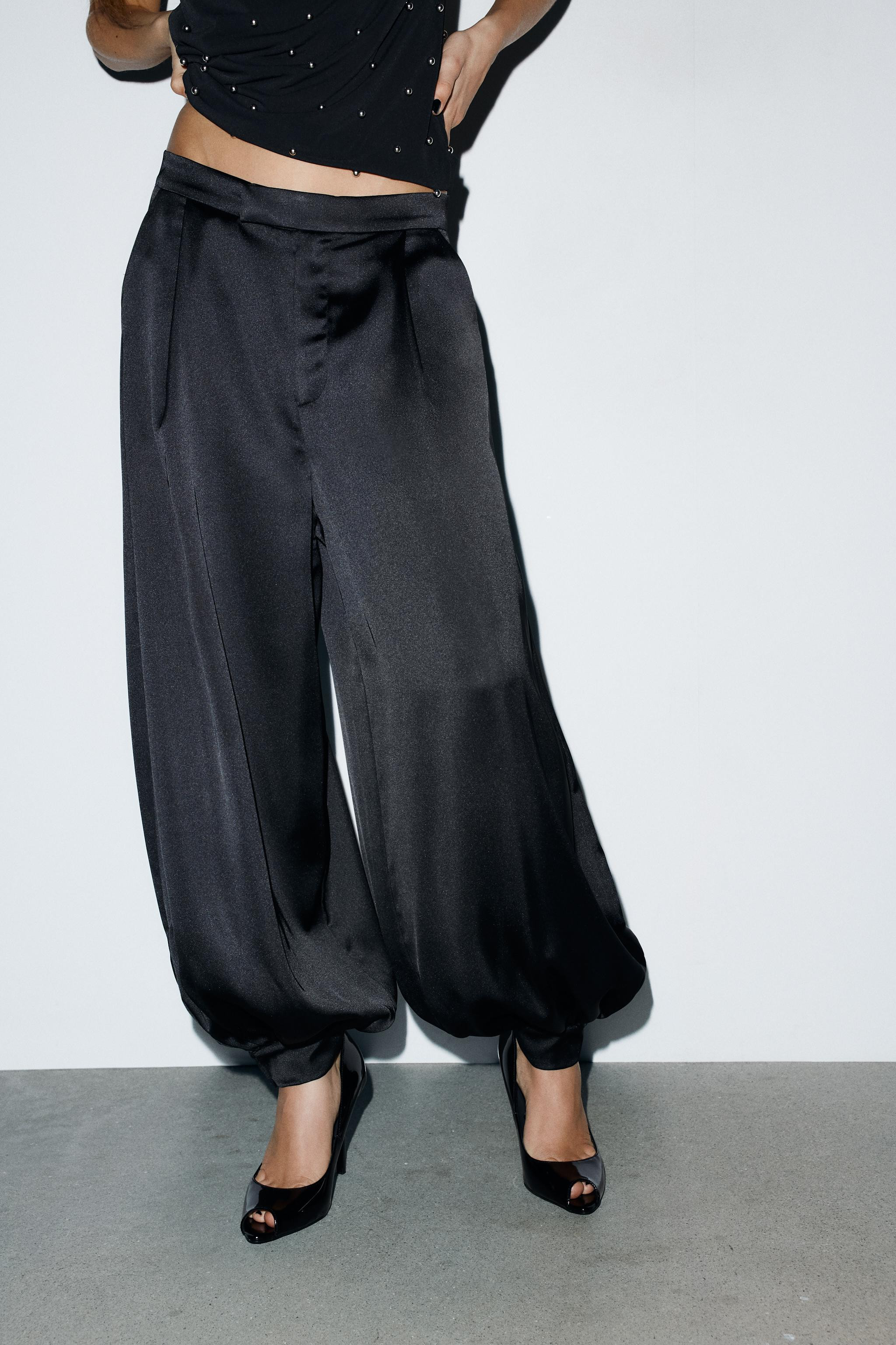 PLEATED SATIN PANTS | Zara US