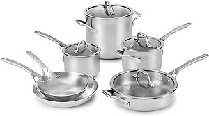 Calphalon 10-Piece Pots and Pans Set, Stainless Steel Kitchen Cookware with Stay-Cool Handles, Di... | Amazon (US)