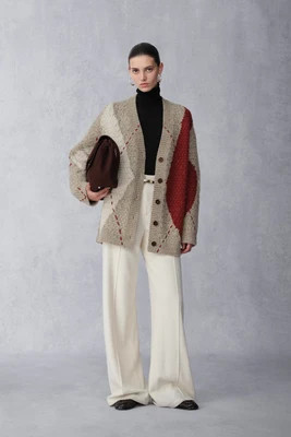 Mirna Oversized Argyle Cardigan in Merino Wool | Fabrique