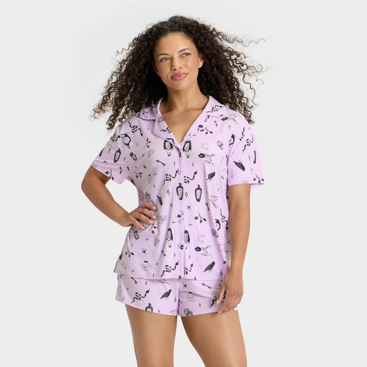 Women's Halloween Short Sleeve Notch Collar Shirt and Shorts Pajama Set - Hyde and EEK! Boutique... | Target